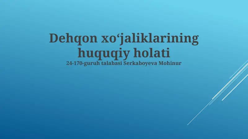 Dehqon xoʻjaliklarining huquqiy holati