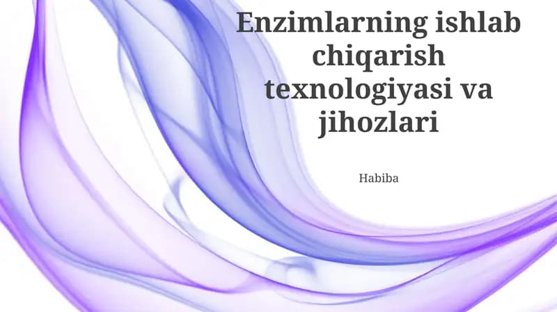 Ferment ishlab chiqarish texnologiyasi va jihozlari