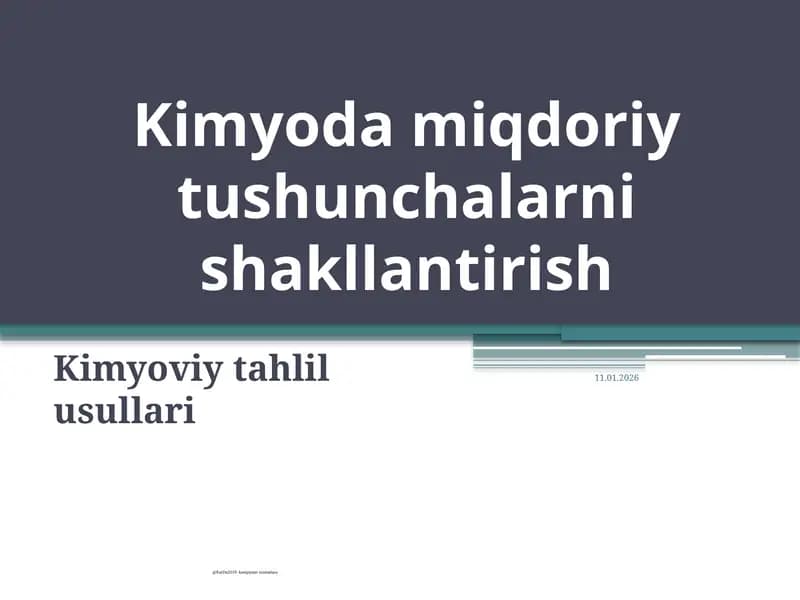 Kimyoda miqdoriy tushunchalarni shakllantirish