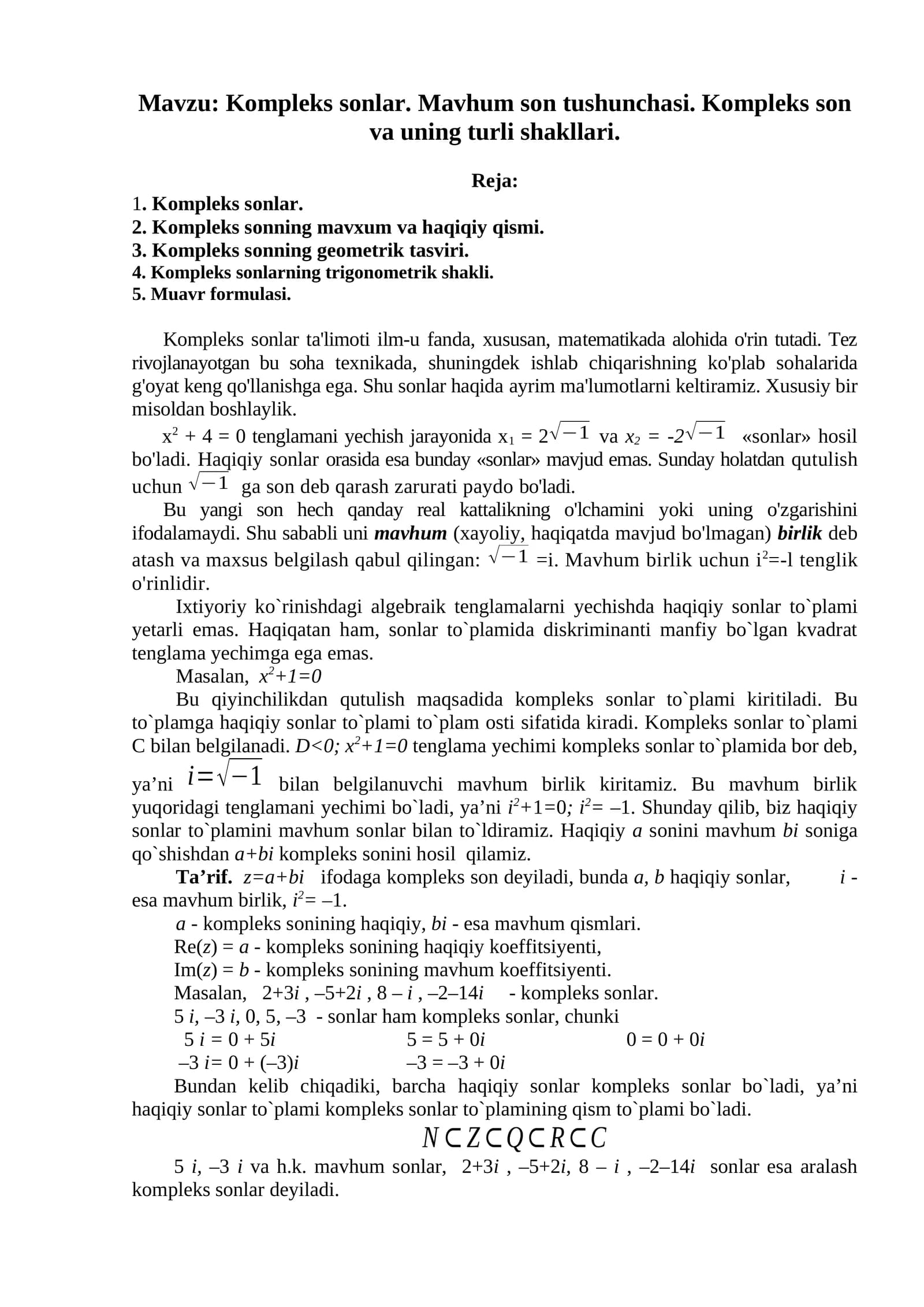 Kompleks sonlar