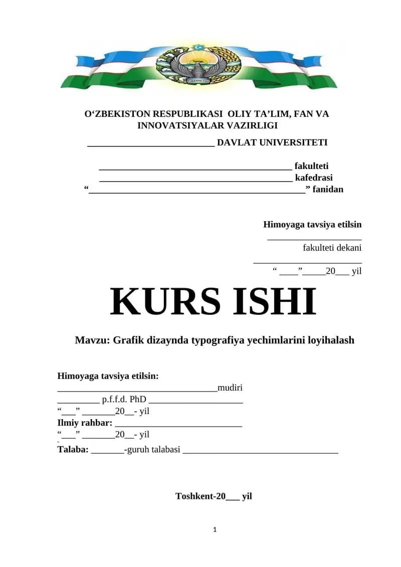 Grafik dizaynda typografiya yechimlarini loyihalash