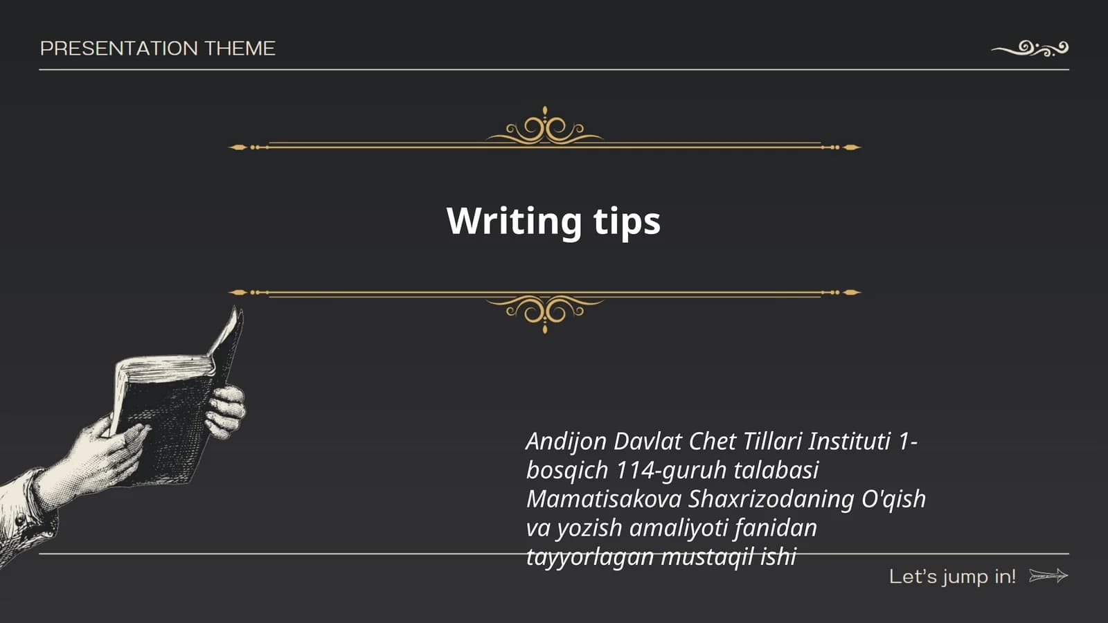 O'qish va yozish amaliyoti fanidan mustaqil ish