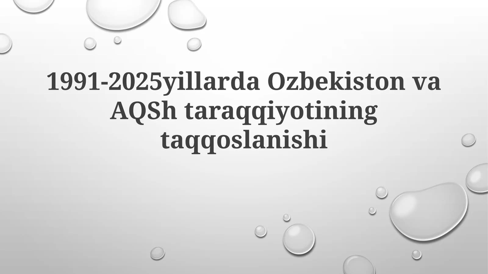 1991-2025 yillarda O'zbekiston va AQSh ta'rqqiyotining taqqoslanishi