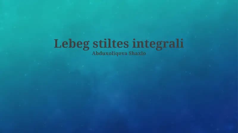 Lebeg stiltes integrali