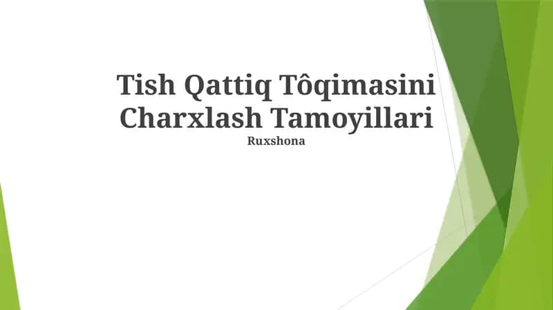 Tish Qattiq Tôqimasini Charxlash Tamoyillari