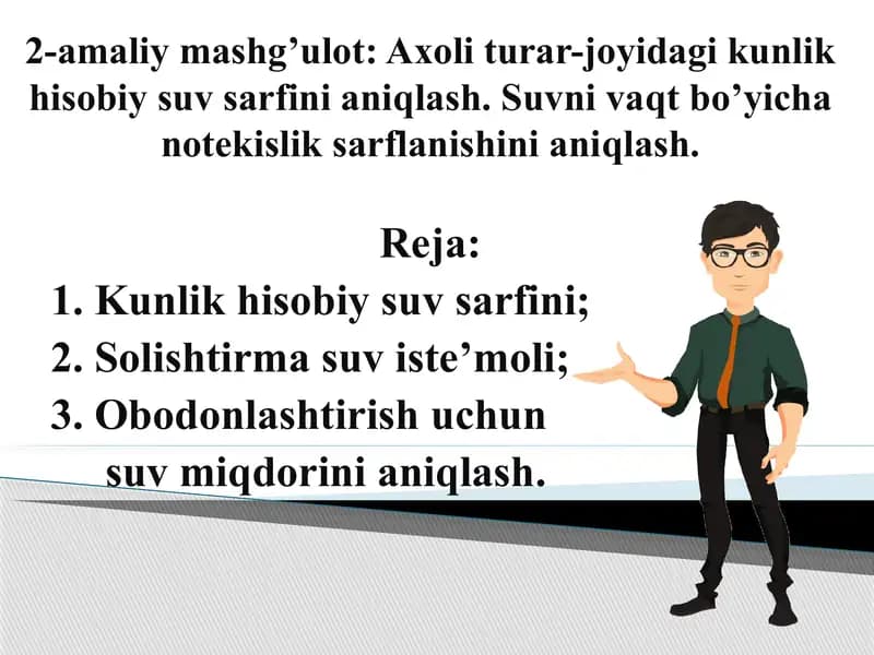Kunlik hisobiysuv sartlari