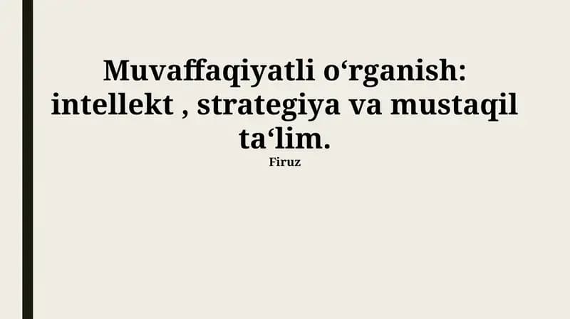 Samarali O'rganish Strategiyalari