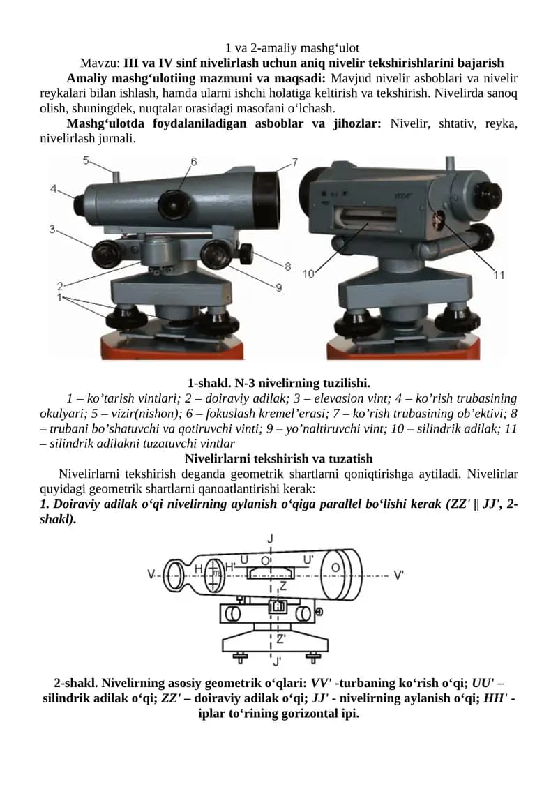 Nivelirning tuzilishi