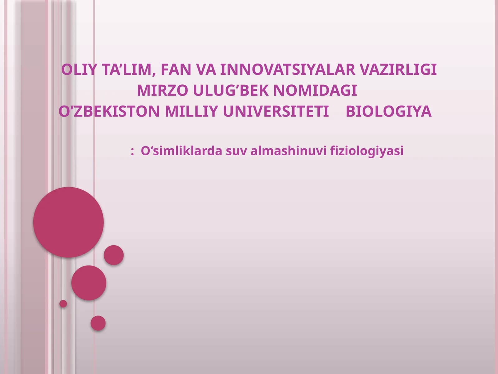 O‘simliklarda suv almashinuvi fiziologiyasi