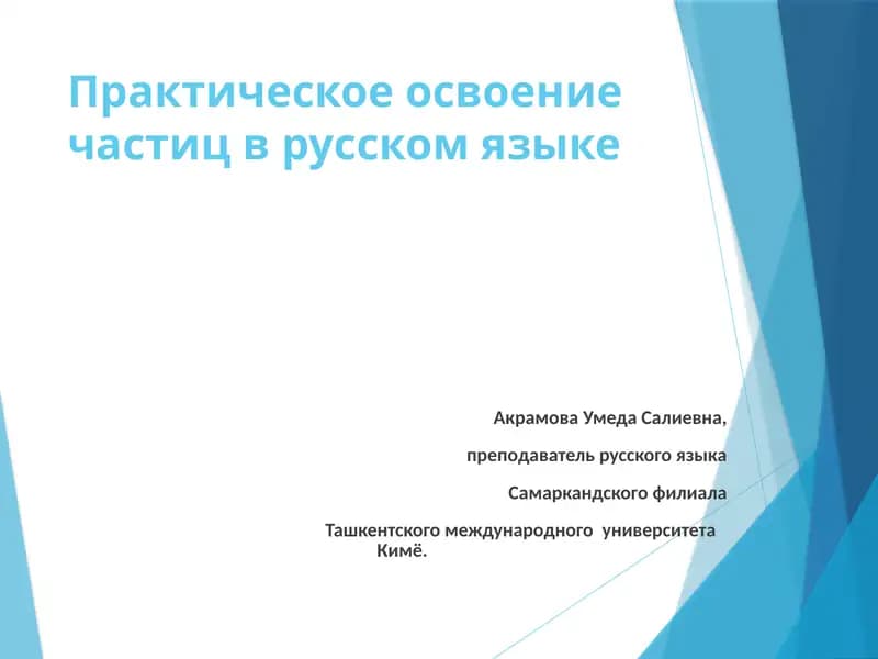 Практическое освоение частиц в русском языке