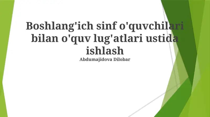 Lug'at boyicha mashqlar