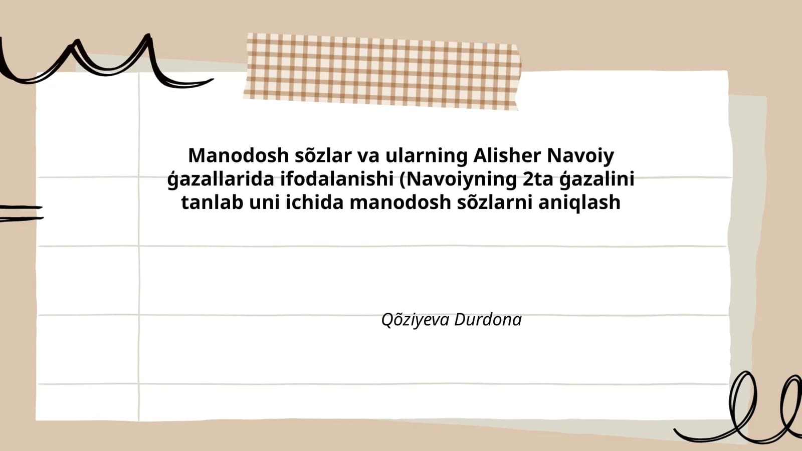 Alisher Navoiy ģazallarida manodosh sõzlar