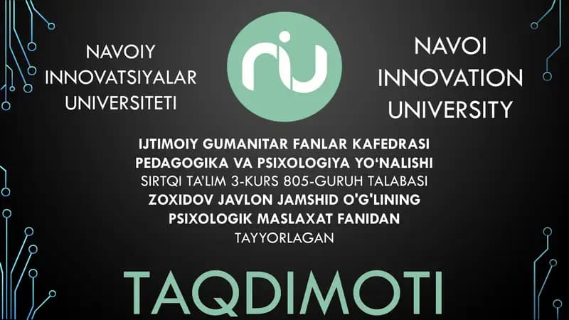 Psixologik Maslaxat Fanidan Taqdimot