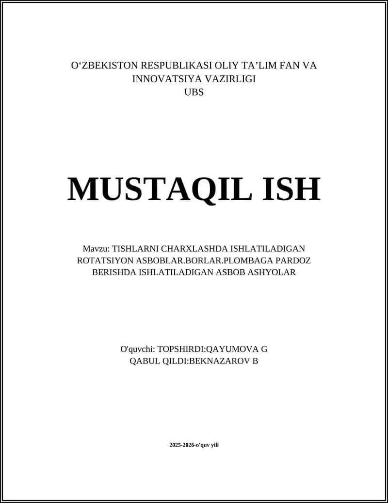 Rotatsion stomatologik asboblar