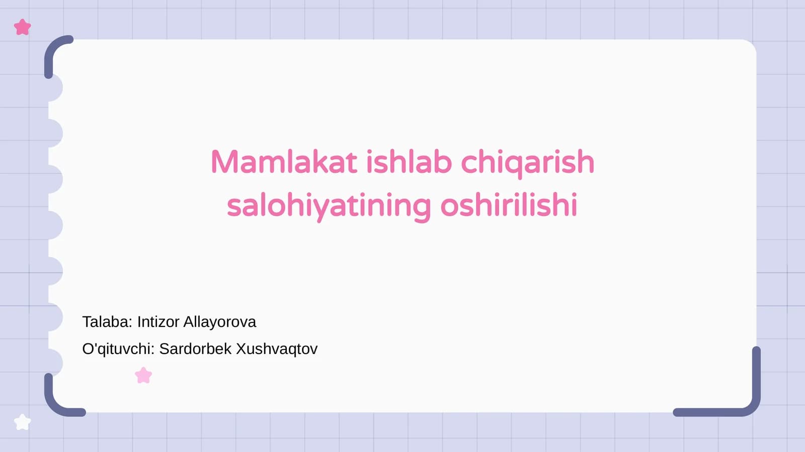 Mamlakat ishlab chiqarish salohiyatining oshirilishi