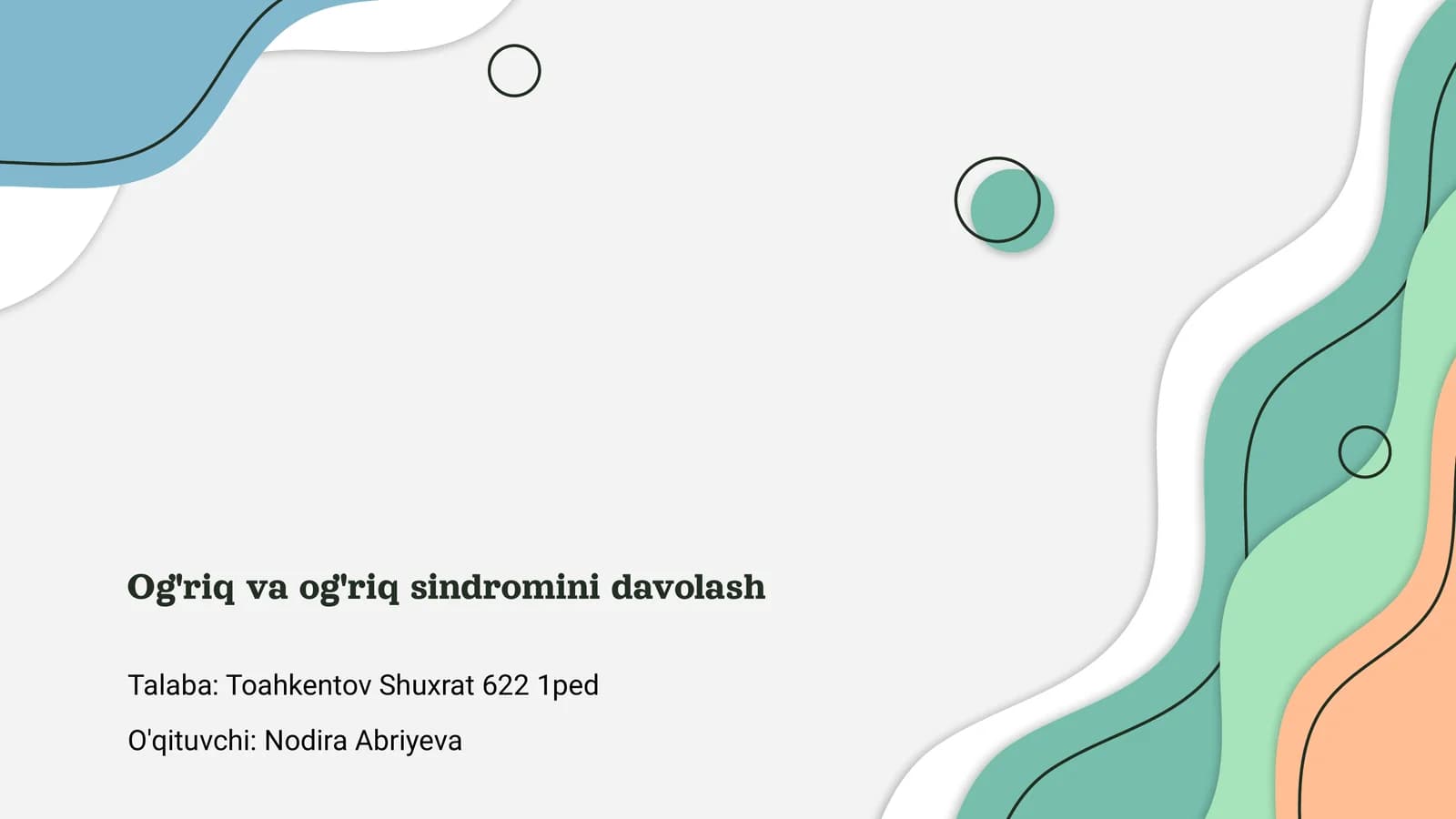 Og'riq va og'riq sindromini davolash