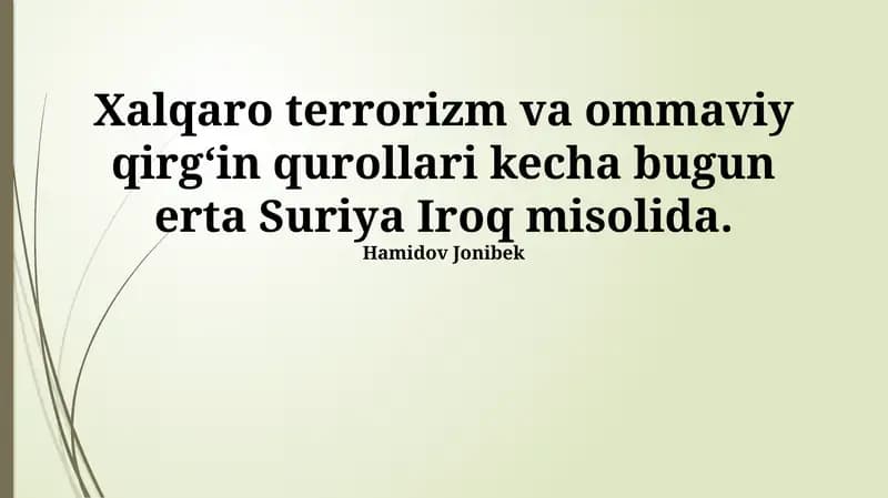 Xalqaro terrorizm va ommaviy qirg'in qurollari