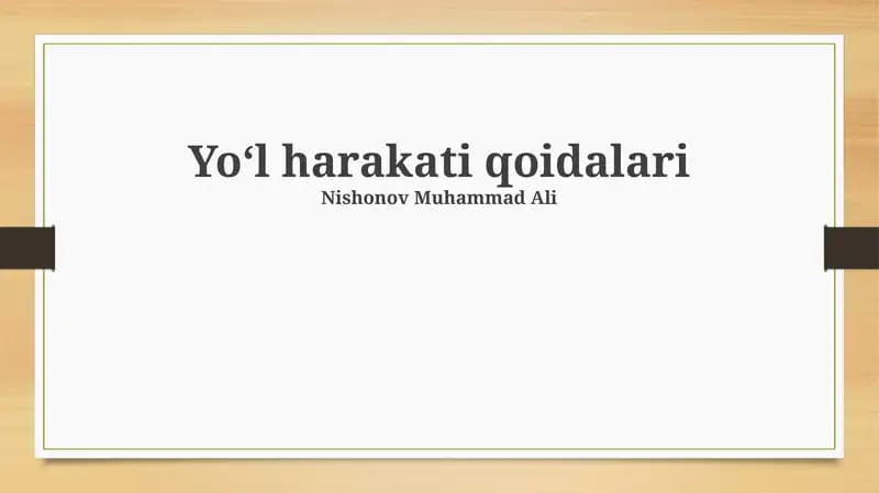 Yoʻl harakati qoidalari