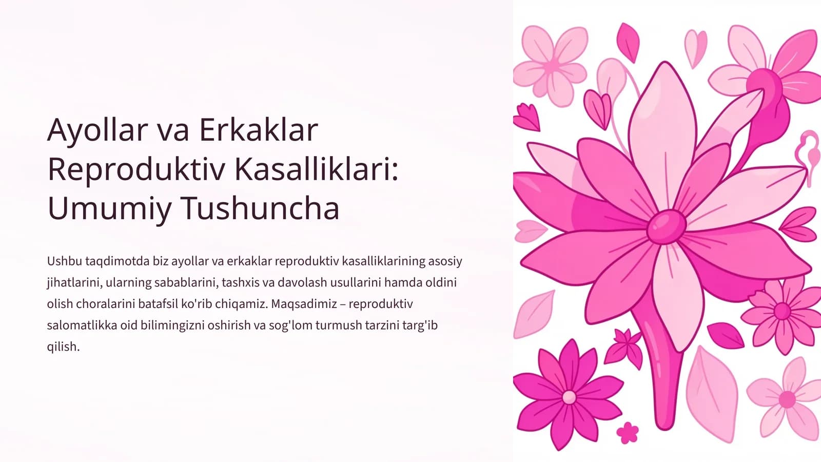 Ayollar va Erkaklar Reproduktiv Kasalliklari: Umumiy Tushuncha