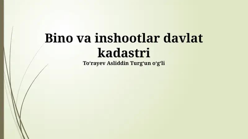 Bino va inshootlar davlat kadastri