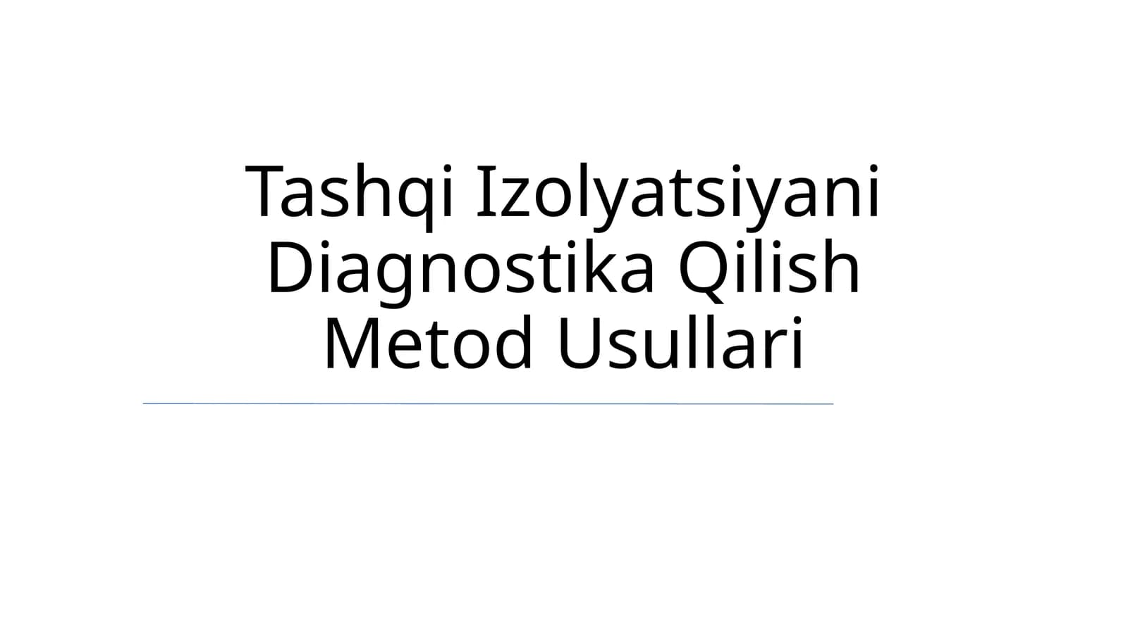 Tashqi Izolyatsiyani Diagnostika Qilish Metod Usullari