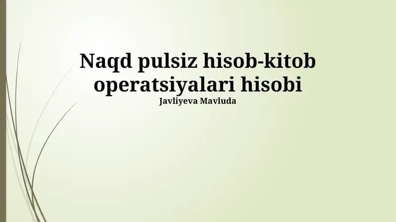 Naqdsiz To'lov Hisobvaraqlari