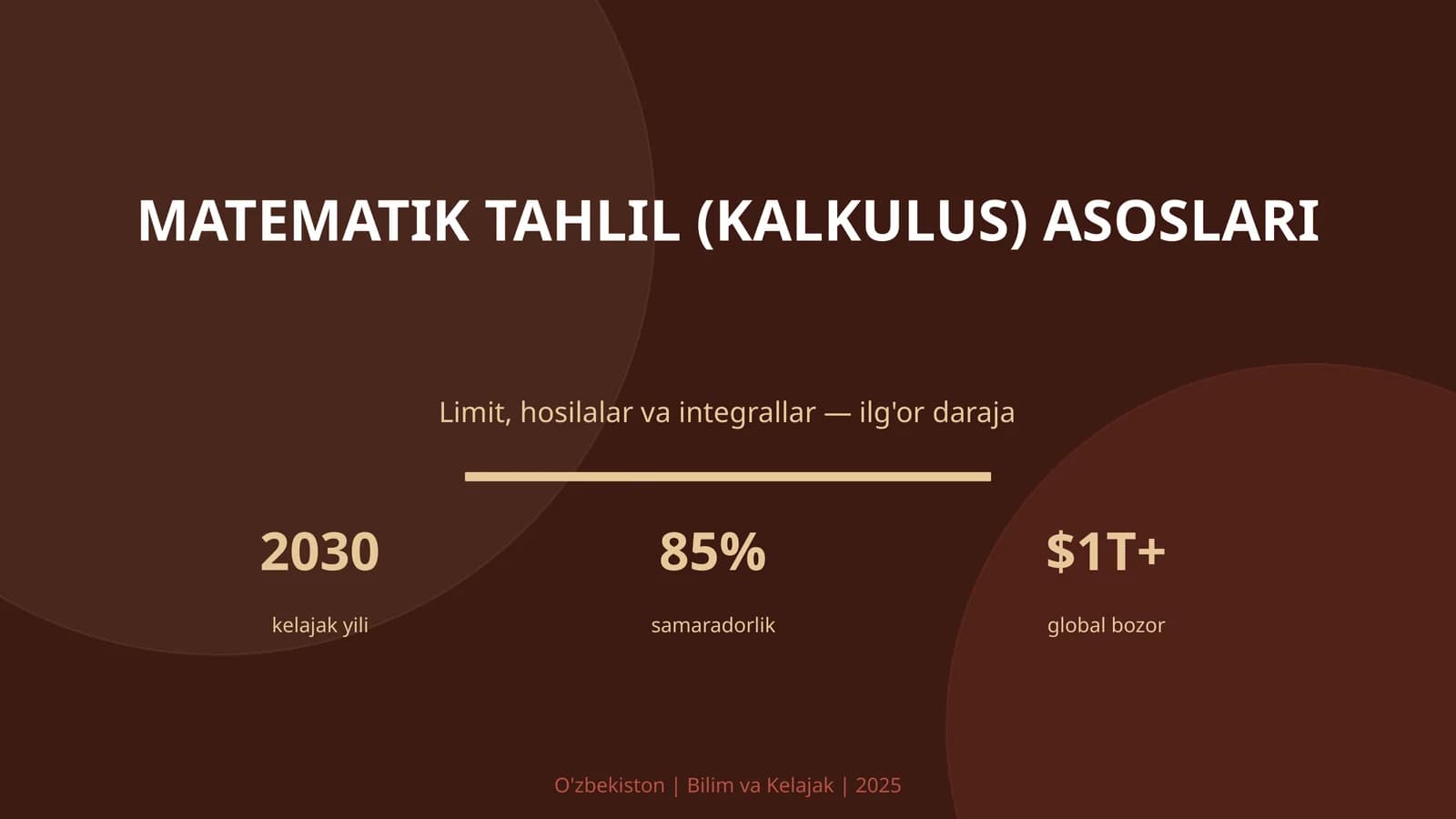 MATEMATIK TAHLIL (KALKULUS) ASOSLARI