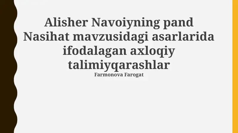 Nasihat va Pand-nasihatning Adabiy-Badiiy Ifodasi