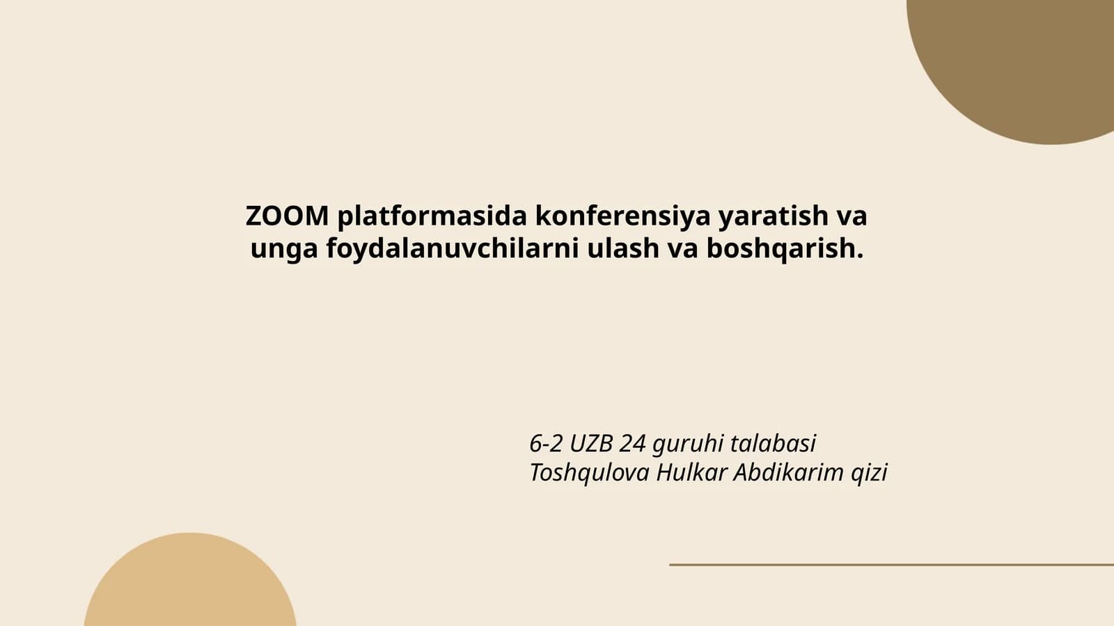 Zoom platformasida konferensiya yaratish bosqichlari