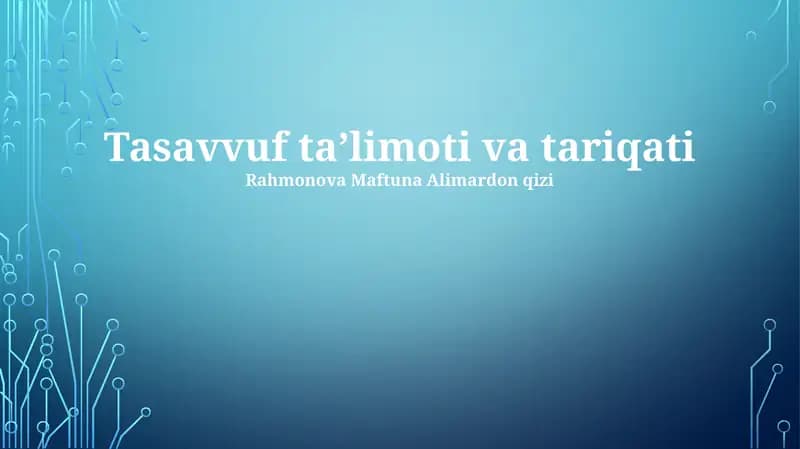 Tasavvuf taʼlimoti va tariqati