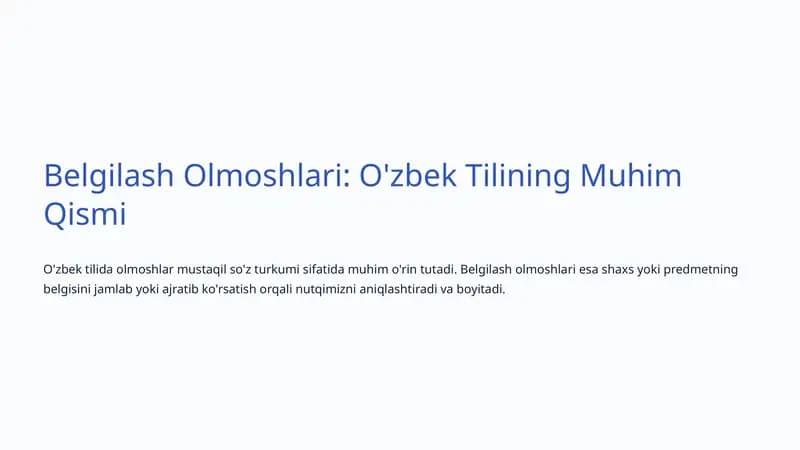 Belgilash Olmoshlari: O'zbek Tilining Muhim Qismi