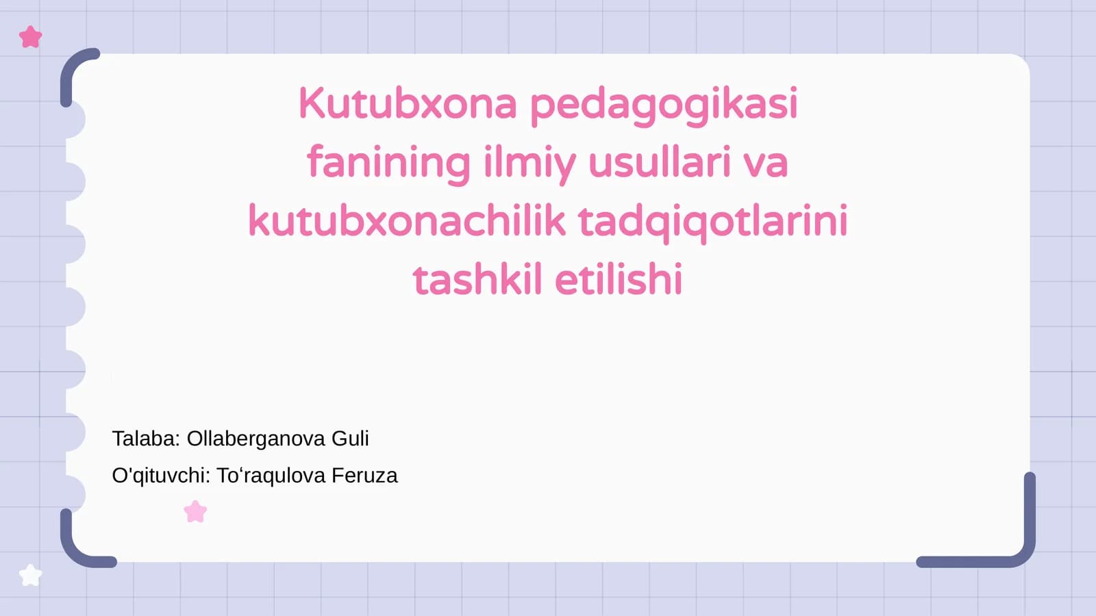 Kutubxona pedagogikasi fanining ilmiy usullari va kutubxonachilik tadqiqotlarini tashkil etilishi
