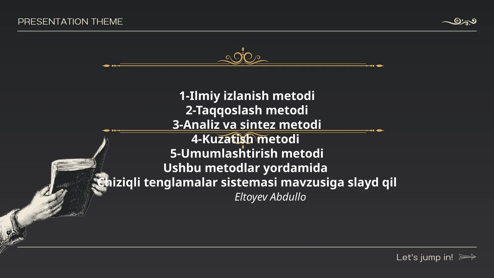 Chiziqli tenglamalar sistemasi mavzusiga slayd qil