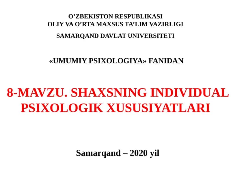 Individual-tipologik xususiyatlarklassifikasiyasi