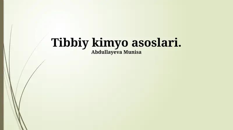 Tibbiy kimyo asoslari