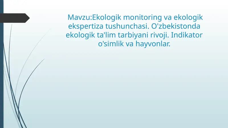 Ekologik monitoring va ekologik ekspertiza