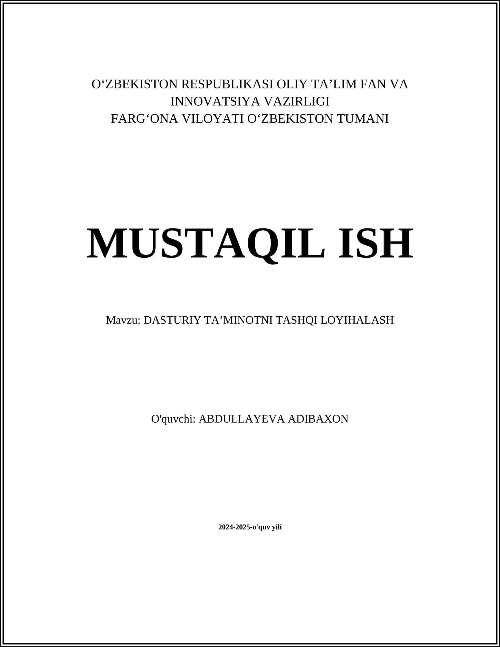 Dasturiy ta'minot haqida ma'lumot
