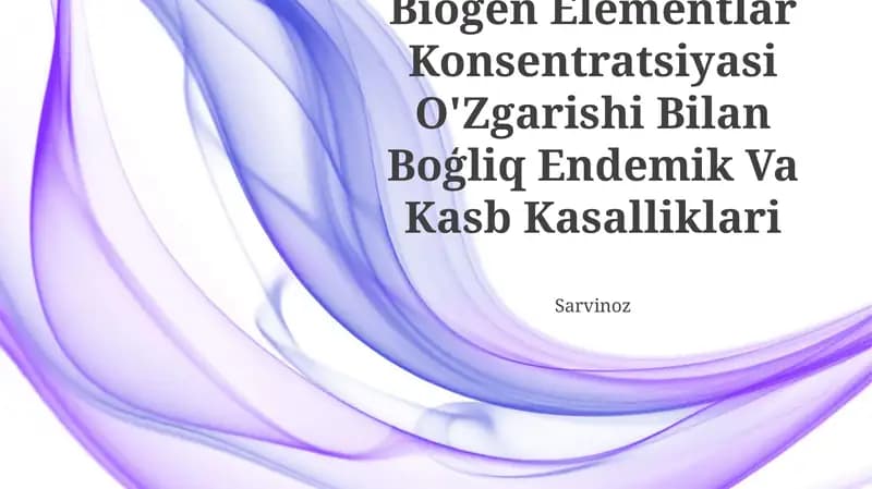 Biogen Elementlar Konsentratsiyasi O'Zgarishi Bilan Boģliq Endemik Va Kasb Kasalliklari