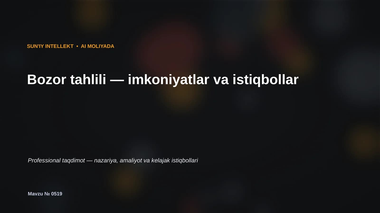 SUN'IY INTELLEKT • AI MOLIYADA