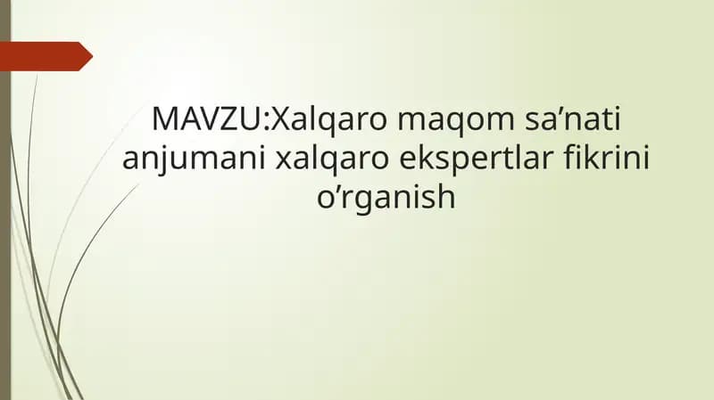 Xalqaro maqom sanati