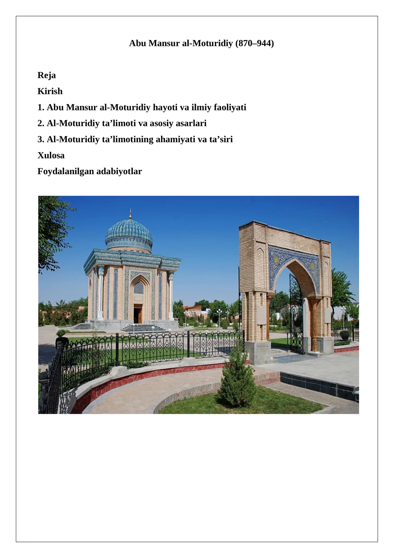 Abu Mansur al-Moturidiy (870–944)