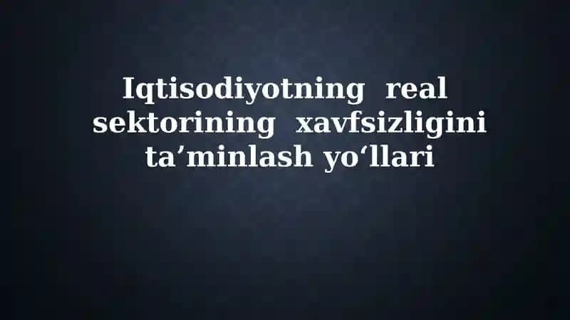 Iqtisodiyotning realsektorining xavfsizligini ta’minlash yo‘llari
