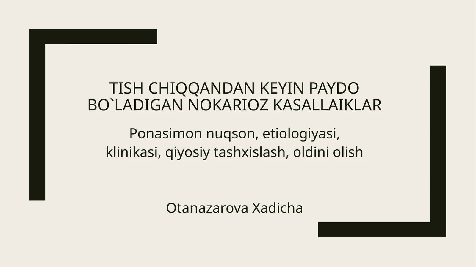 Tishchiqqandankeyin paydo bo`ladigan nokarioz kasallaiklar