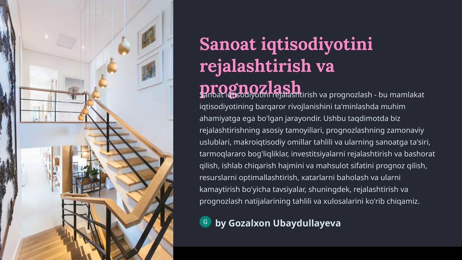 Sanoat iqtisodiyotini rejalashtirish va prognozlash