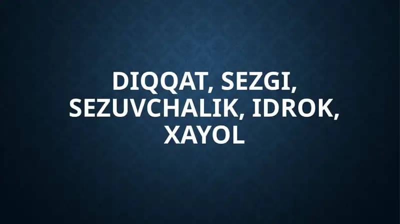 Diqqat, Sezgi, Xayol, Idrok