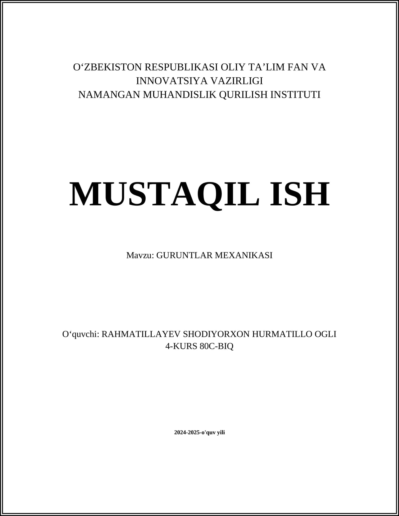 GURUNTLAR MEXANIKASI