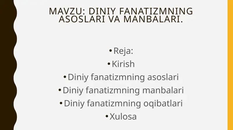 Diniy fanatizmning asoslari va manbalari