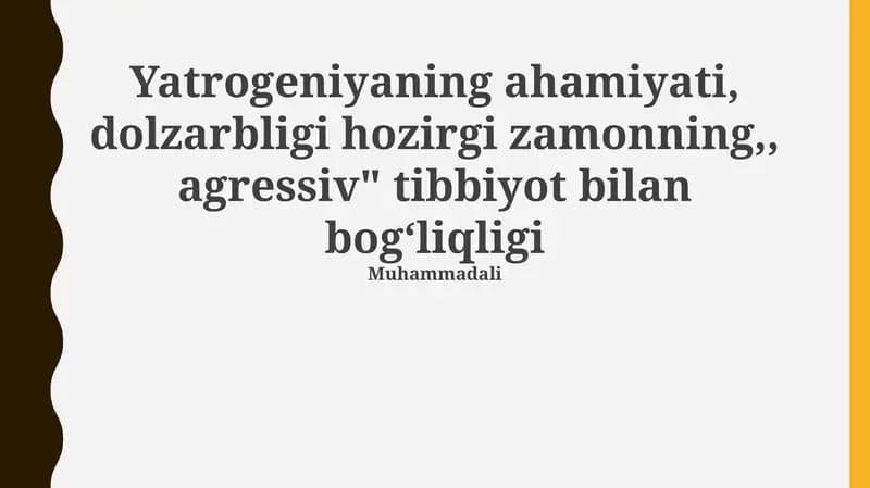 Iatrogeniya: Ta'rif, Turlari va Tarixiy Rivojlanishi