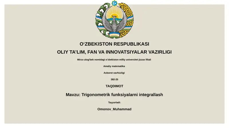 Trigonometrik funksiyalarni integrallash