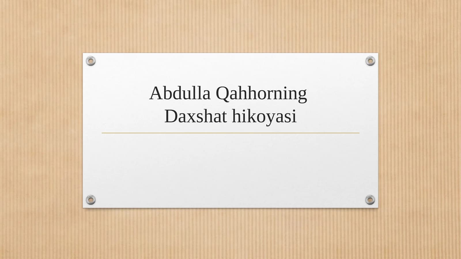 Abdulla Qahhorning Daxshat hikoyasi